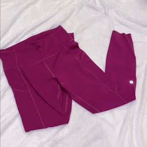 Lululemon Fast and Free 25” Deep Fuschia Size 6